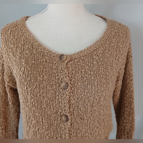 Zara Knit Button Front Tan Cardigan Sweater - Picture 2 of 9